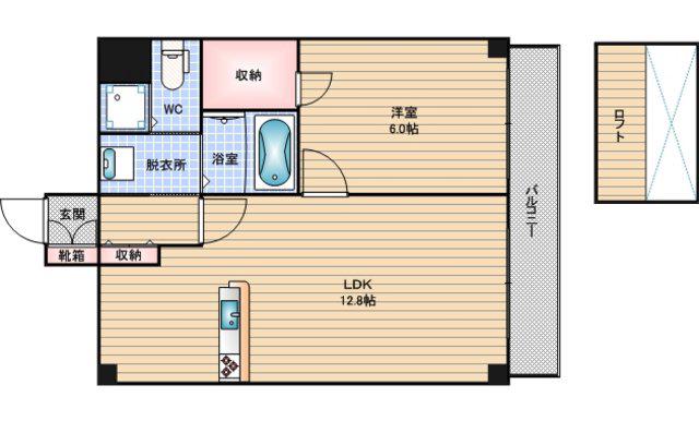 ルラーシェ難波(1LDK/12階)の間取り写真