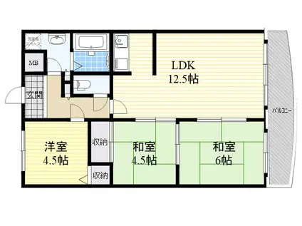 サンプラザ神楽(3LDK/7階)の間取り写真