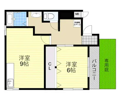 南千里コーポラス(1LDK/1階)の間取り写真