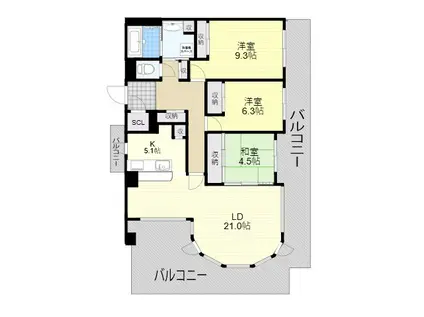 グランドメゾン万博公園南(3LDK/13階)の間取り写真