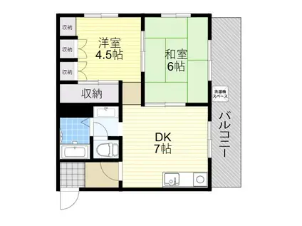 サンハイツ江坂(2DK/1階)の間取り写真