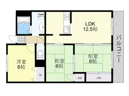 グリーンハイム千里南が丘(3LDK/6階)の間取り写真