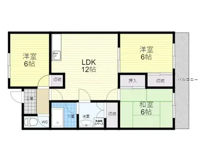 清涼ハイツ(3LDK/2階)の間取り写真