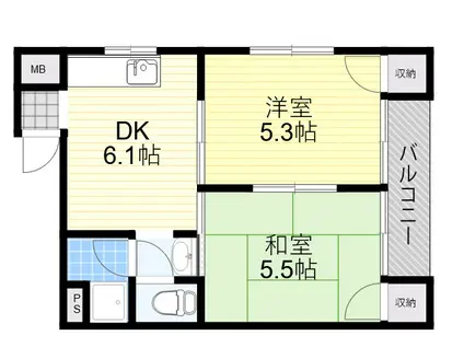 竹園コープ(2DK/2階)の間取り写真