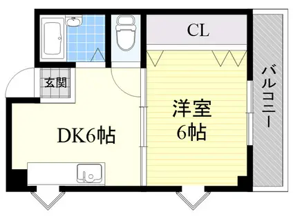 パクトールビル(1DK/3階)の間取り写真