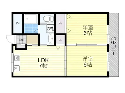 成晃マンション(2LDK/5階)の間取り写真