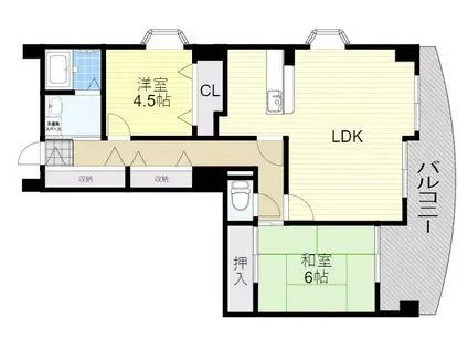  東明マンション江坂2(2LDK/7階)の間取り写真