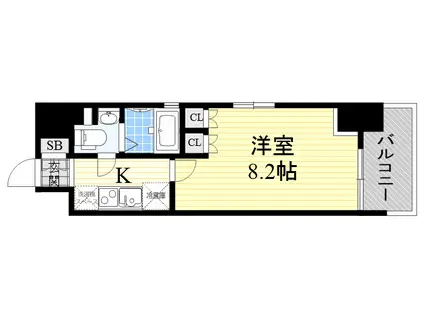 ミュプレ江坂(1K/3階)の間取り写真