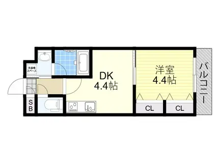 プレジオ江坂(1DK/6階)の間取り写真