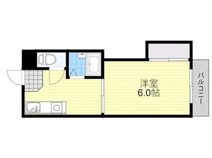 エイワベルビューレ豊津(1K/2階)の間取り写真