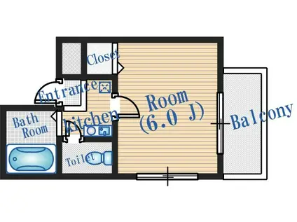 アールマンション(1K/4階)の間取り写真