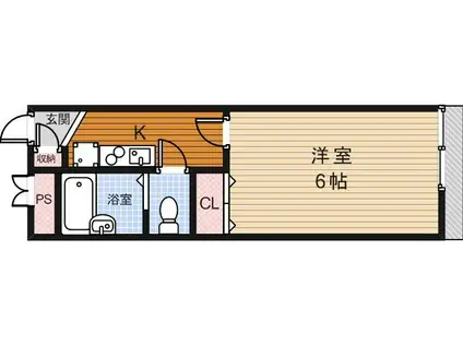 LALAグリーンヒル(1K/1階)の間取り写真