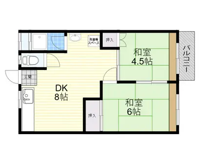 トップヒルコート(2DK/2階)の間取り写真