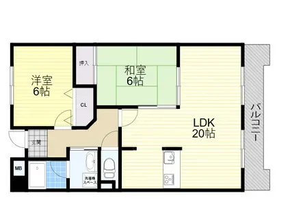 グリーンハイム千里2(2LDK/5階)の間取り写真