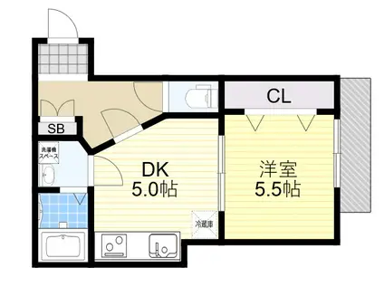 ブリリオ吹田(1DK/2階)の間取り写真