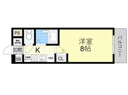 北大阪急行電鉄 緑地公園駅 徒歩13分 5階建 築28年(1K/1階)の間取り写真