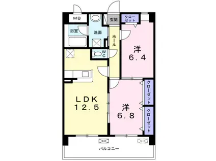 エフ レジデンス(2LDK/4階)の間取り写真