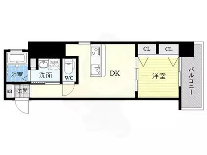 ファーストフィオーレ江坂江の木町パークサイド(1DK/12階)の間取り写真