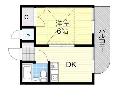 エリータ萱野(1DK/3階)の間取り写真