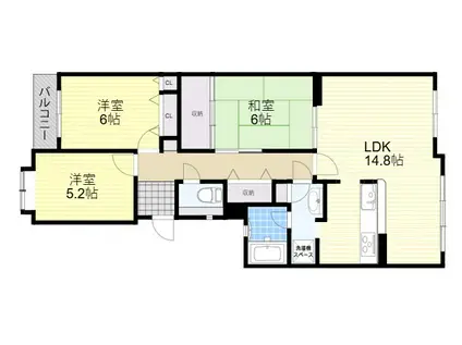 グランドムール池田旭丘Ⅱ番館(3LDK/1階)の間取り写真