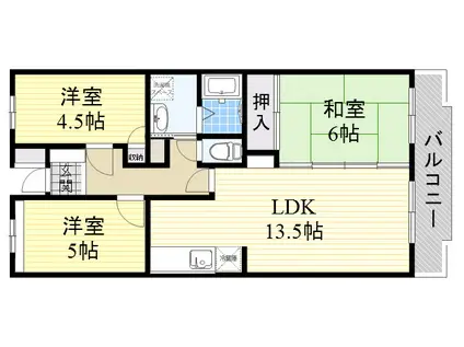 シャルム箕面(3LDK/3階)の間取り写真