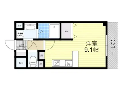 ルボヌール(ワンルーム/2階)の間取り写真