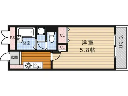 アミティエ石橋(1K/2階)の間取り写真