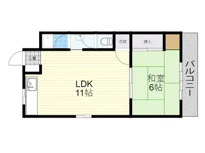 進洋マンション(1LDK/3階)の間取り写真