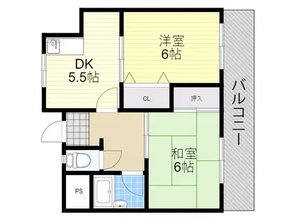 ラポール池田(2DK/4階)の間取り写真