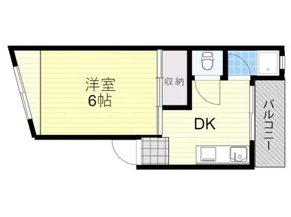 千里川マンション(1DK/2階)の間取り写真