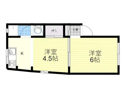 千里川マンション(1DK/3階)の間取り写真