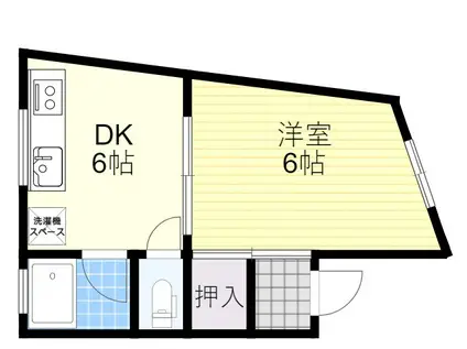 千里川マンション(1DK/1階)の間取り写真