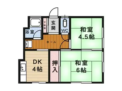 阪急宝塚本線 石橋阪大前駅 徒歩10分 2階建 築54年(2DK/2階)の間取り写真