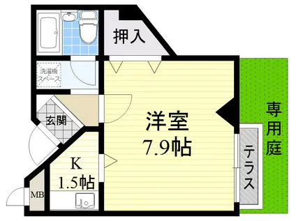 ナヴィール箕面(1K/1階)の間取り写真