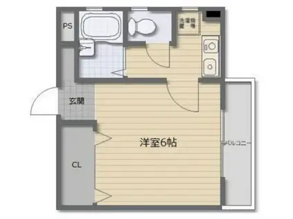 ハピネス・オーク(1K/2階)の間取り写真