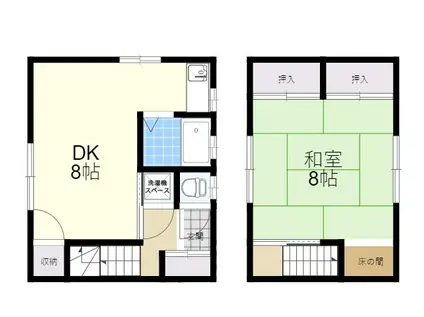 阪急宝塚本線 池田駅(大阪) 徒歩9分 2階建 築52年(1DK)の間取り写真