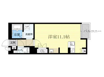 リバーサイド1(ワンルーム/2階)の間取り写真