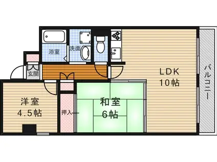 空港リブレ大阪屋(2LDK/1階)の間取り写真