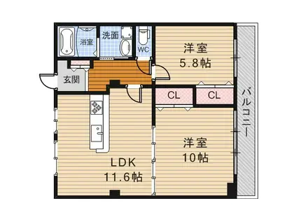 ROIYAL HEIGHTS(2LDK/4階)の間取り写真