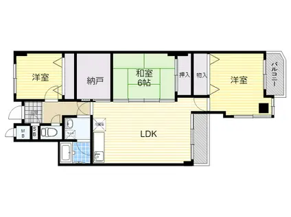 シュロス五月山Ⅲ(4LDK/4階)の間取り写真