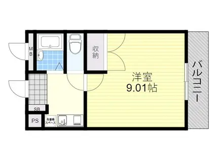 南花屋敷エイティーンハウス(1K/3階)の間取り写真