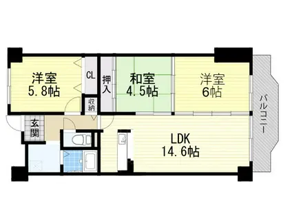 ウィステリア千里(3LDK/2階)の間取り写真