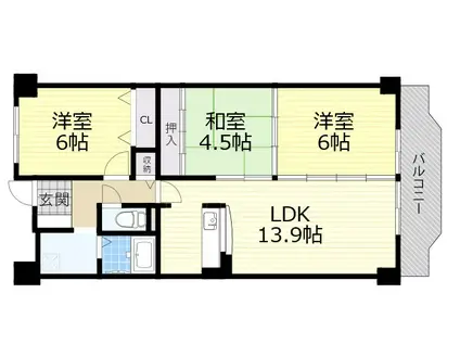 ウィステリア千里(3LDK/4階)の間取り写真