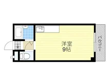 箕面コウメイハイツ(ワンルーム/2階)の間取り写真