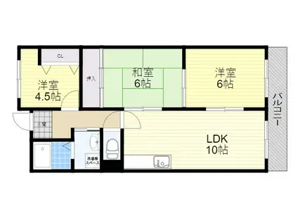 グリーンヒル池田(3LDK/5階)の間取り写真