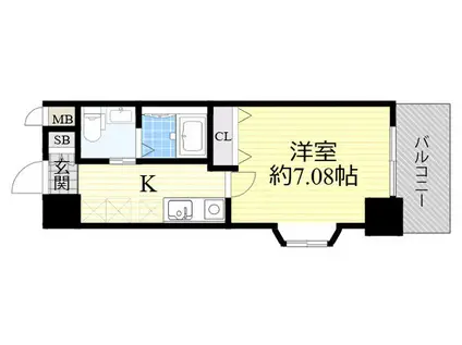 CASSIA豊中三国(1K/9階)の間取り写真