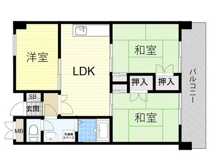 第2ユーロハイツ東豊中(2LDK/6階)の間取り写真