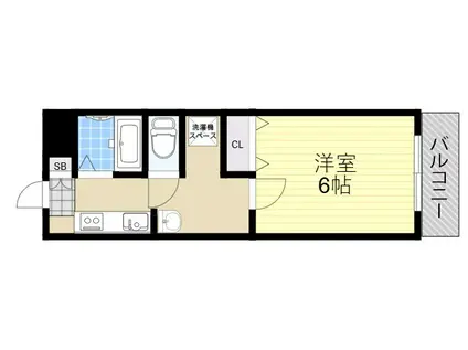 シャレード牧落Ⅲ(1K/4階)の間取り写真