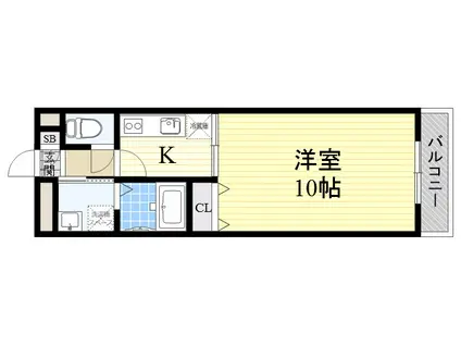 アンプルールクラージュコリーヌシャンⅡ(1K/2階)の間取り写真