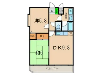 カーサファースト萩(2DK/1階)の間取り写真